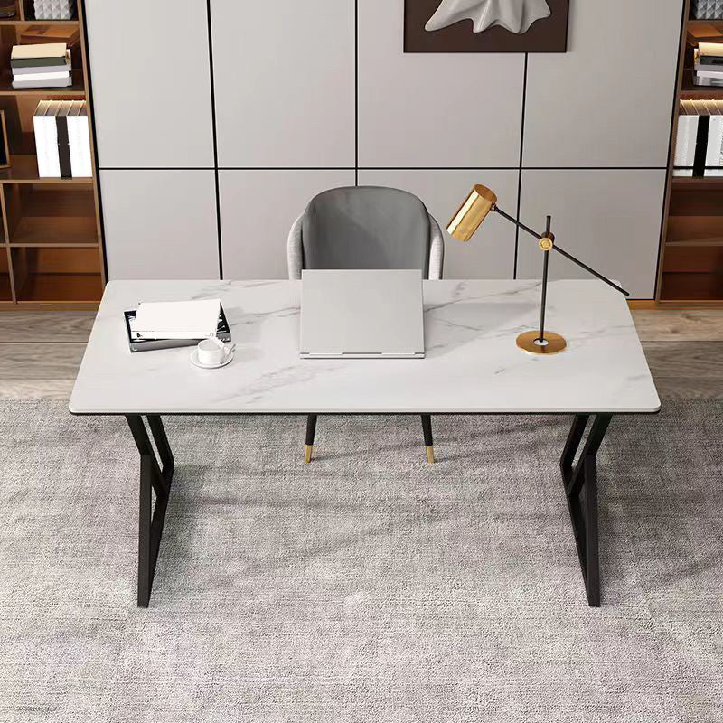 Scrivania di scrittura contemporanea banco di computer con finitura antica con gambe metalliche