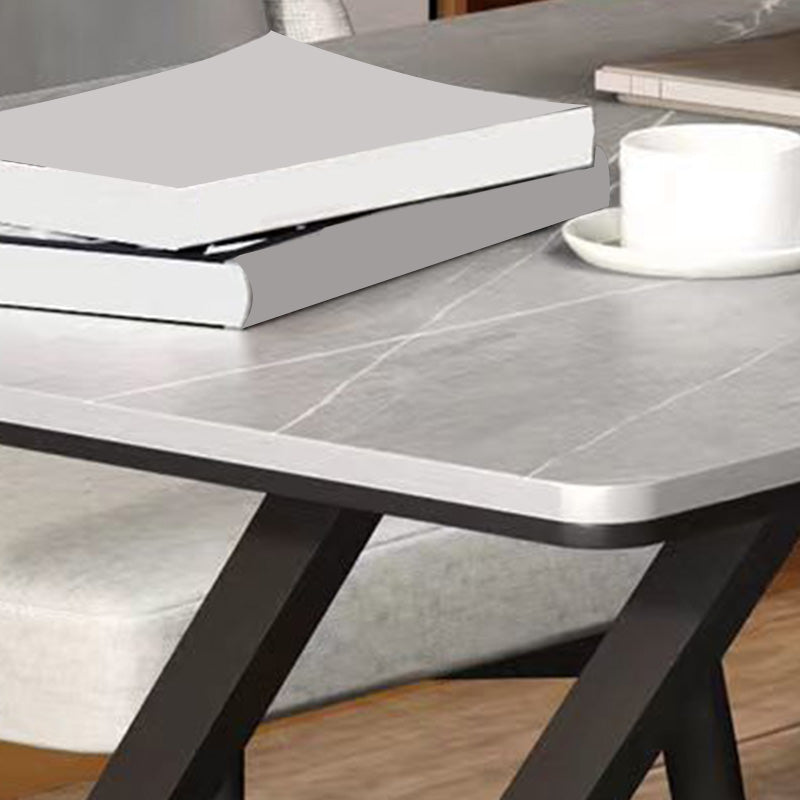 Scrivania di scrittura contemporanea banco di computer con finitura antica con gambe metalliche