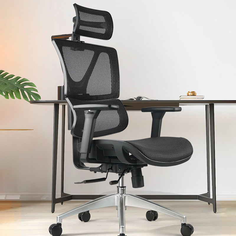 Removable Arms Office Chair Modern Adjustable Seat Height Desk Chair with Wheels Black 1 Piece Clearhalo 'furn' 'furn_office_chair' 'Furniture' 'Office Chairs' 'Office Furniture' 'office_chair' 6702495