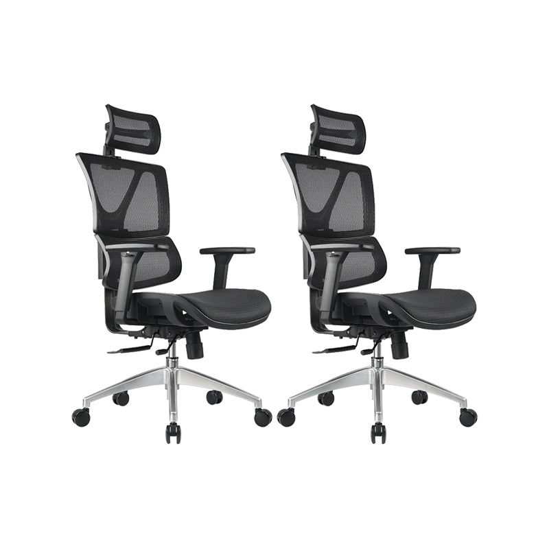 Removable Arms Office Chair Modern Adjustable Seat Height Desk Chair with Wheels Black 2 Piece Set Clearhalo 'furn' 'furn_office_chair' 'Furniture' 'Office Chairs' 'Office Furniture' 'office_chair' 6702497
