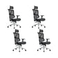 Removable Arms Office Chair Modern Adjustable Seat Height Desk Chair with Wheels Black 4 Piece Set Clearhalo 'furn' 'furn_office_chair' 'Furniture' 'Office Chairs' 'Office Furniture' 'office_chair' 6702498