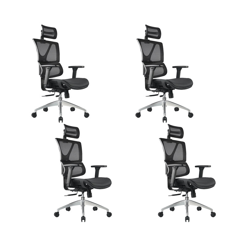 Removable Arms Office Chair Modern Adjustable Seat Height Desk Chair with Wheels Black 4 Piece Set Clearhalo 'furn' 'furn_office_chair' 'Furniture' 'Office Chairs' 'Office Furniture' 'office_chair' 6702498