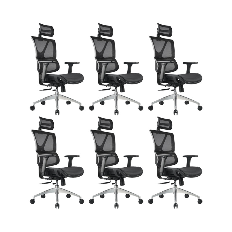 Removable Arms Office Chair Modern Adjustable Seat Height Desk Chair with Wheels Black 6 Piece Set Clearhalo 'furn' 'furn_office_chair' 'Furniture' 'Office Chairs' 'Office Furniture' 'office_chair' 6702501