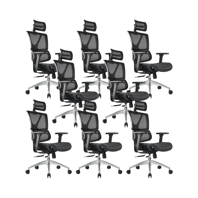 Removable Arms Office Chair Modern Adjustable Seat Height Desk Chair with Wheels Black 8 Piece Set Clearhalo 'furn' 'furn_office_chair' 'Furniture' 'Office Chairs' 'Office Furniture' 'office_chair' 6702503