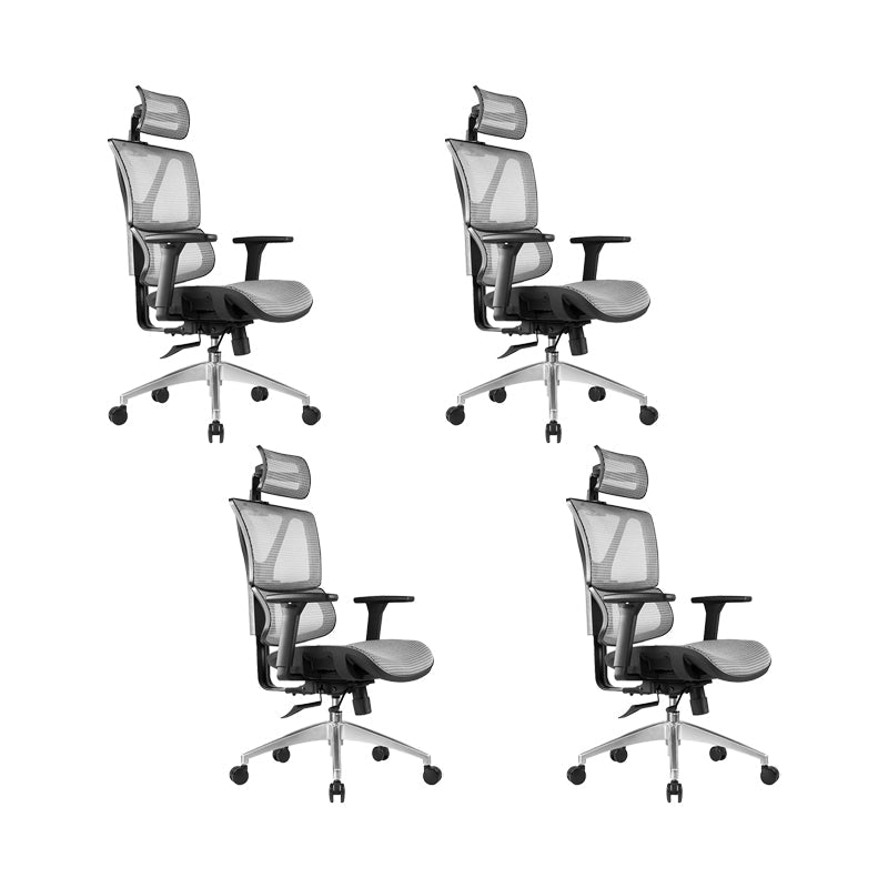 Removable Arms Office Chair Modern Adjustable Seat Height Desk Chair with Wheels Grey 4 Piece Set Clearhalo 'furn' 'furn_office_chair' 'Furniture' 'Office Chairs' 'Office Furniture' 'office_chair' 6702508