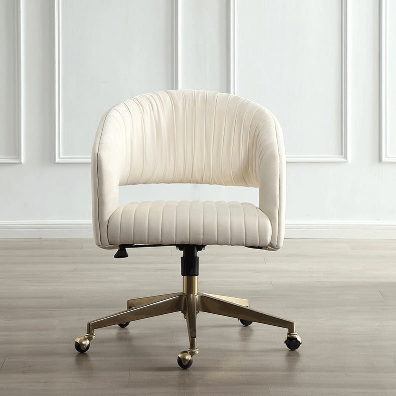 White Modern Swivel Chair Adjustable Seat Height Office Chair with Wheels Clearhalo 'furn' 'furn_office_chair' 'Furniture' 'Office Chairs' 'Office Furniture' 'office_chair' 6702515