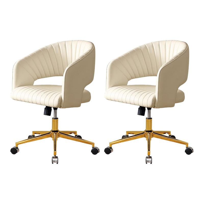 White Modern Swivel Chair Adjustable Seat Height Office Chair with Wheels Microfiber Leather 2 Piece Set Clearhalo 'furn' 'furn_office_chair' 'Furniture' 'Office Chairs' 'Office Furniture' 'office_chair' 6702516