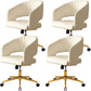 White Modern Swivel Chair Adjustable Seat Height Office Chair with Wheels Microfiber Leather 4 Piece Set Clearhalo 'furn' 'furn_office_chair' 'Furniture' 'Office Chairs' 'Office Furniture' 'office_chair' 6702517