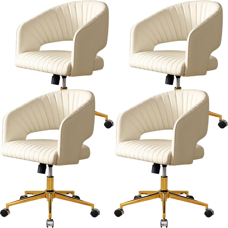 White Modern Swivel Chair Adjustable Seat Height Office Chair with Wheels Microfiber Leather 4 Piece Set Clearhalo 'furn' 'furn_office_chair' 'Furniture' 'Office Chairs' 'Office Furniture' 'office_chair' 6702517
