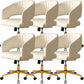 White Modern Swivel Chair Adjustable Seat Height Office Chair with Wheels Microfiber Leather 6 Piece Set Clearhalo 'furn' 'furn_office_chair' 'Furniture' 'Office Chairs' 'Office Furniture' 'office_chair' 6702520