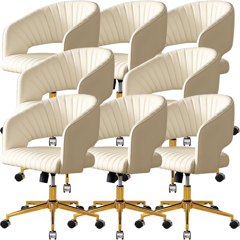 White Modern Swivel Chair Adjustable Seat Height Office Chair with Wheels Microfiber Leather 8 Piece Set Clearhalo 'furn' 'furn_office_chair' 'Furniture' 'Office Chairs' 'Office Furniture' 'office_chair' 6702522