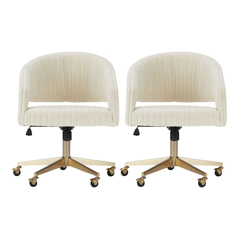 White Modern Swivel Chair Adjustable Seat Height Office Chair with Wheels Flannel 2 Piece Set Clearhalo 'furn' 'furn_office_chair' 'Furniture' 'Office Chairs' 'Office Furniture' 'office_chair' 6702525