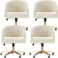 White Modern Swivel Chair Adjustable Seat Height Office Chair with Wheels Flannel 4 Piece Set Clearhalo 'furn' 'furn_office_chair' 'Furniture' 'Office Chairs' 'Office Furniture' 'office_chair' 6702527