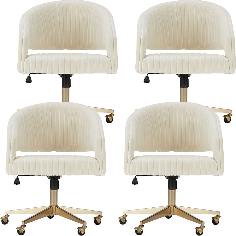 White Modern Swivel Chair Adjustable Seat Height Office Chair with Wheels Flannel 4 Piece Set Clearhalo 'furn' 'furn_office_chair' 'Furniture' 'Office Chairs' 'Office Furniture' 'office_chair' 6702527