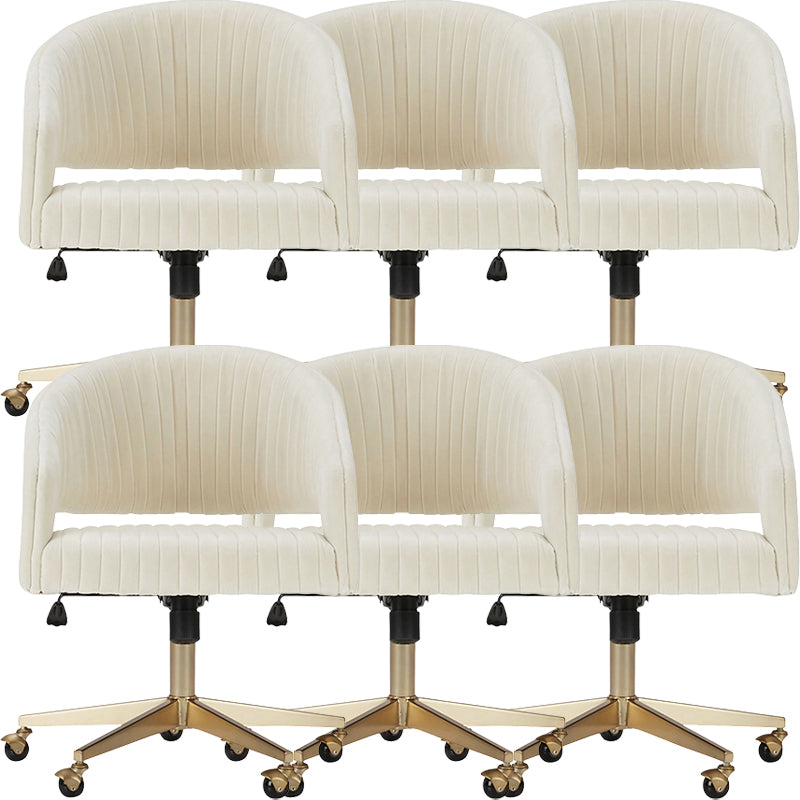 White Modern Swivel Chair Adjustable Seat Height Office Chair with Wheels Flannel 6 Piece Set Clearhalo 'furn' 'furn_office_chair' 'Furniture' 'Office Chairs' 'Office Furniture' 'office_chair' 6702529