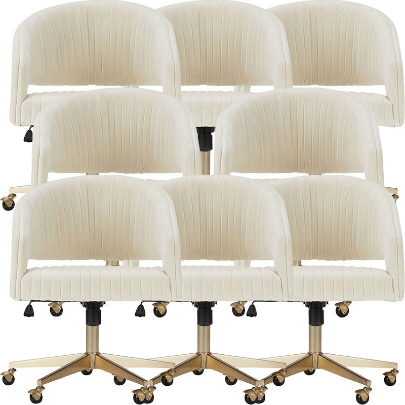 White Modern Swivel Chair Adjustable Seat Height Office Chair with Wheels Flannel 8 Piece Set Clearhalo 'furn' 'furn_office_chair' 'Furniture' 'Office Chairs' 'Office Furniture' 'office_chair' 6702531