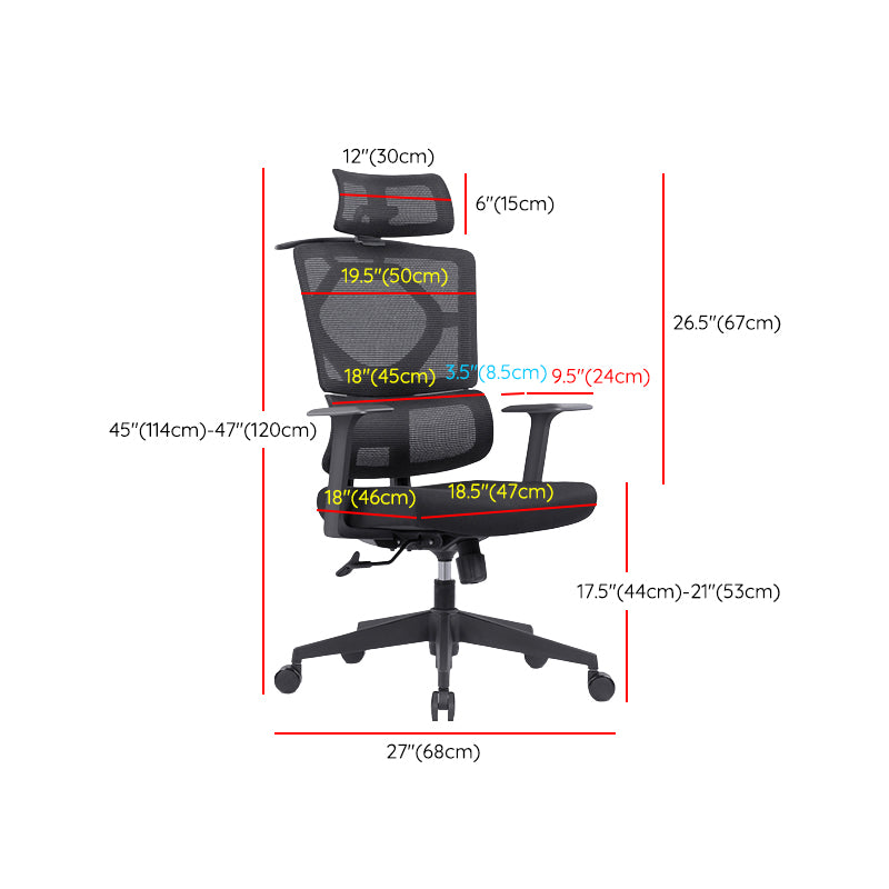 Chaise pivotante noire moderne chaise de bureau de hauteur de siège réglable avec roues