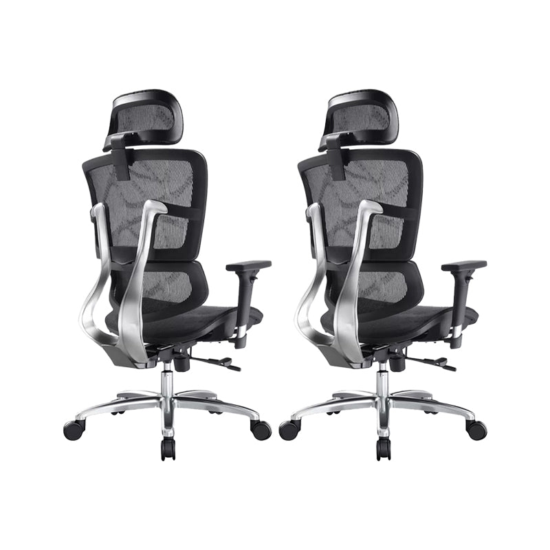 Removable Arms Chair Modern Adjustable Seat Height Swivel Chair with Wheels Black 2 Piece Set Clearhalo 'furn' 'furn_office_chair' 'Furniture' 'Office Chairs' 'Office Furniture' 'office_chair' 6702617