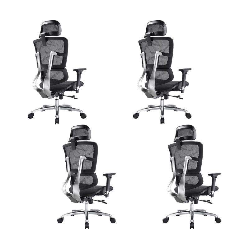 Removable Arms Chair Modern Adjustable Seat Height Swivel Chair with Wheels Black 4 Piece Set Clearhalo 'furn' 'furn_office_chair' 'Furniture' 'Office Chairs' 'Office Furniture' 'office_chair' 6702620