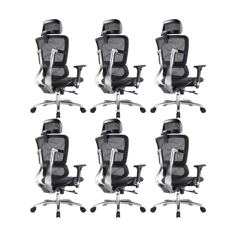 Removable Arms Chair Modern Adjustable Seat Height Swivel Chair with Wheels Black 6 Piece Set Clearhalo 'furn' 'furn_office_chair' 'Furniture' 'Office Chairs' 'Office Furniture' 'office_chair' 6702621