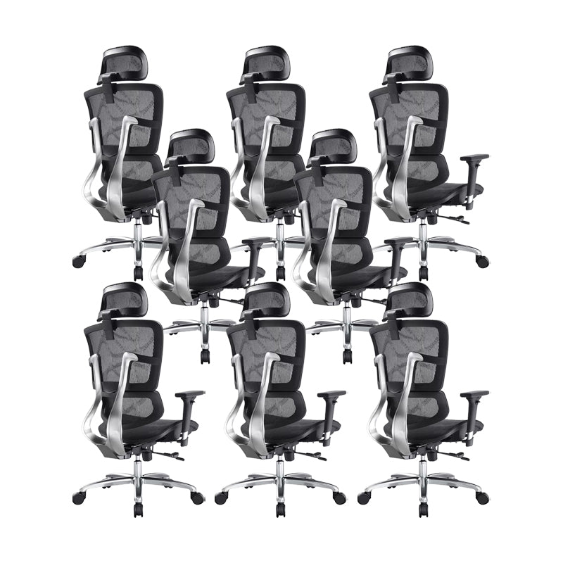 Removable Arms Chair Modern Adjustable Seat Height Swivel Chair with Wheels Black 8 Piece Set Clearhalo 'furn' 'furn_office_chair' 'Furniture' 'Office Chairs' 'Office Furniture' 'office_chair' 6702624
