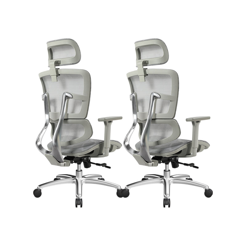 Removable Arms Chair Modern Adjustable Seat Height Swivel Chair with Wheels Grey 2 Piece Set Clearhalo 'furn' 'furn_office_chair' 'Furniture' 'Office Chairs' 'Office Furniture' 'office_chair' 6702627