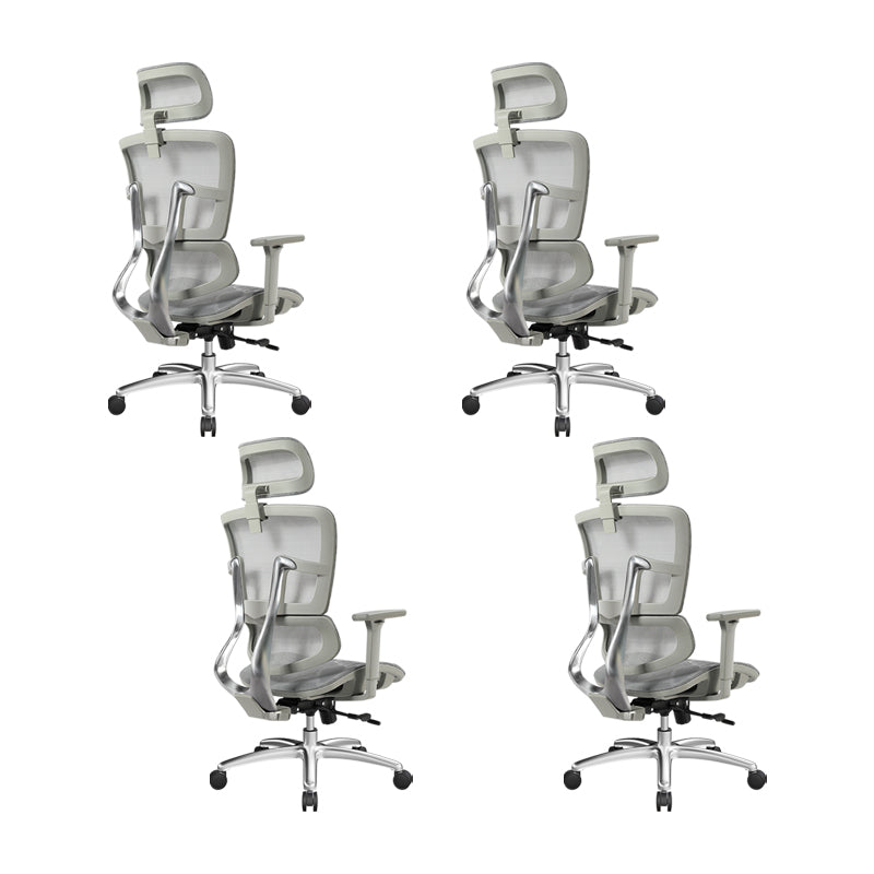 Removable Arms Chair Modern Adjustable Seat Height Swivel Chair with Wheels Grey 4 Piece Set Clearhalo 'furn' 'furn_office_chair' 'Furniture' 'Office Chairs' 'Office Furniture' 'office_chair' 6702629