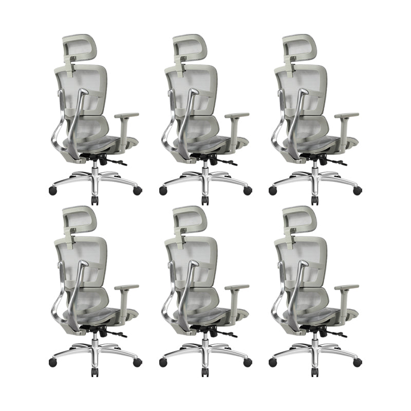 Removable Arms Chair Modern Adjustable Seat Height Swivel Chair with Wheels Grey 6 Piece Set Clearhalo 'furn' 'furn_office_chair' 'Furniture' 'Office Chairs' 'Office Furniture' 'office_chair' 6702631