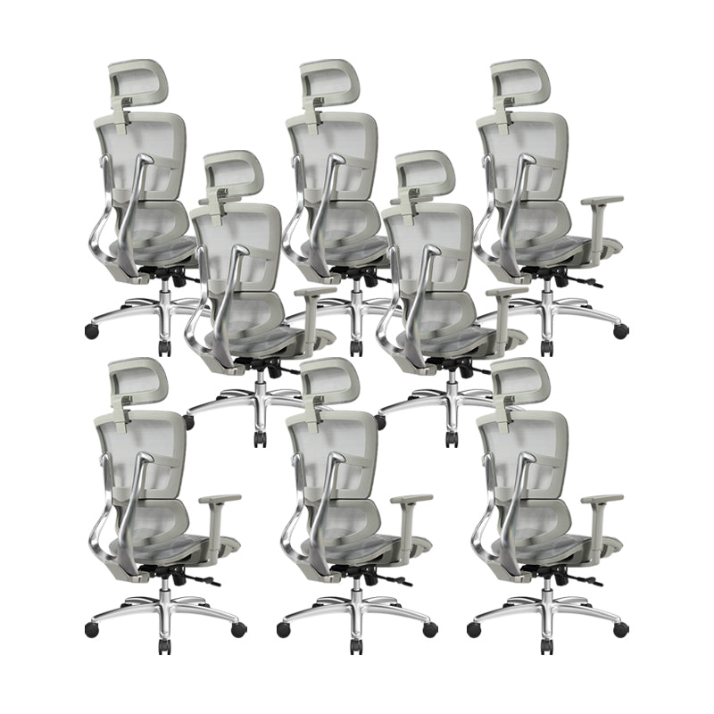 Removable Arms Chair Modern Adjustable Seat Height Swivel Chair with Wheels Grey 8 Piece Set Clearhalo 'furn' 'furn_office_chair' 'Furniture' 'Office Chairs' 'Office Furniture' 'office_chair' 6702633