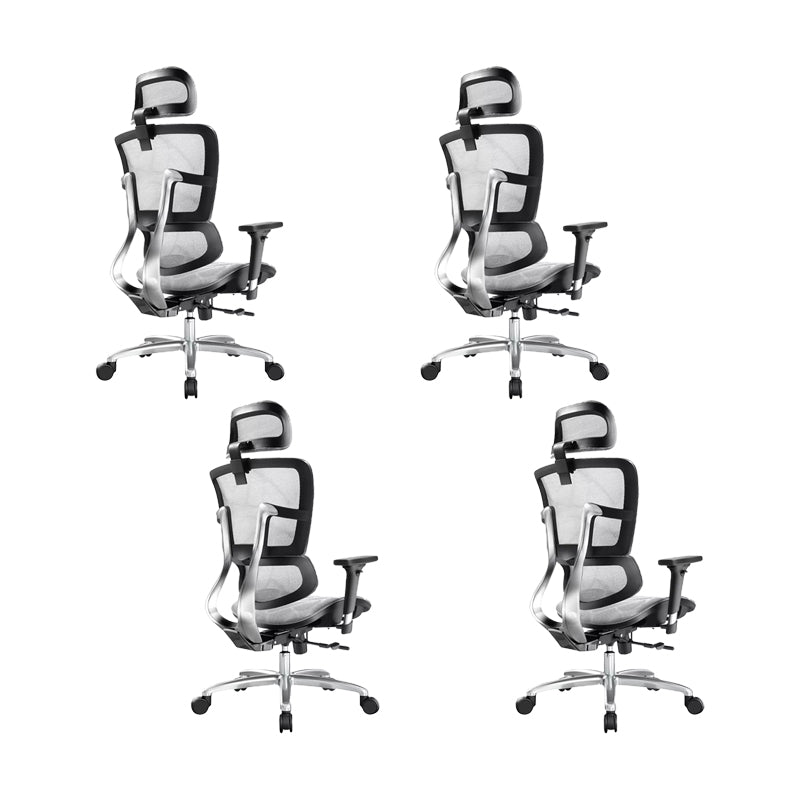Removable Arms Chair Modern Adjustable Seat Height Swivel Chair with Wheels Black-Gray 4 Piece Set Clearhalo 'furn' 'furn_office_chair' 'Furniture' 'Office Chairs' 'Office Furniture' 'office_chair' 6702636