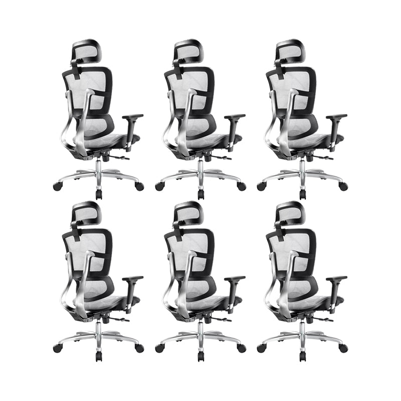 Removable Arms Chair Modern Adjustable Seat Height Swivel Chair with Wheels Black-Gray 6 Piece Set Clearhalo 'furn' 'furn_office_chair' 'Furniture' 'Office Chairs' 'Office Furniture' 'office_chair' 6702637