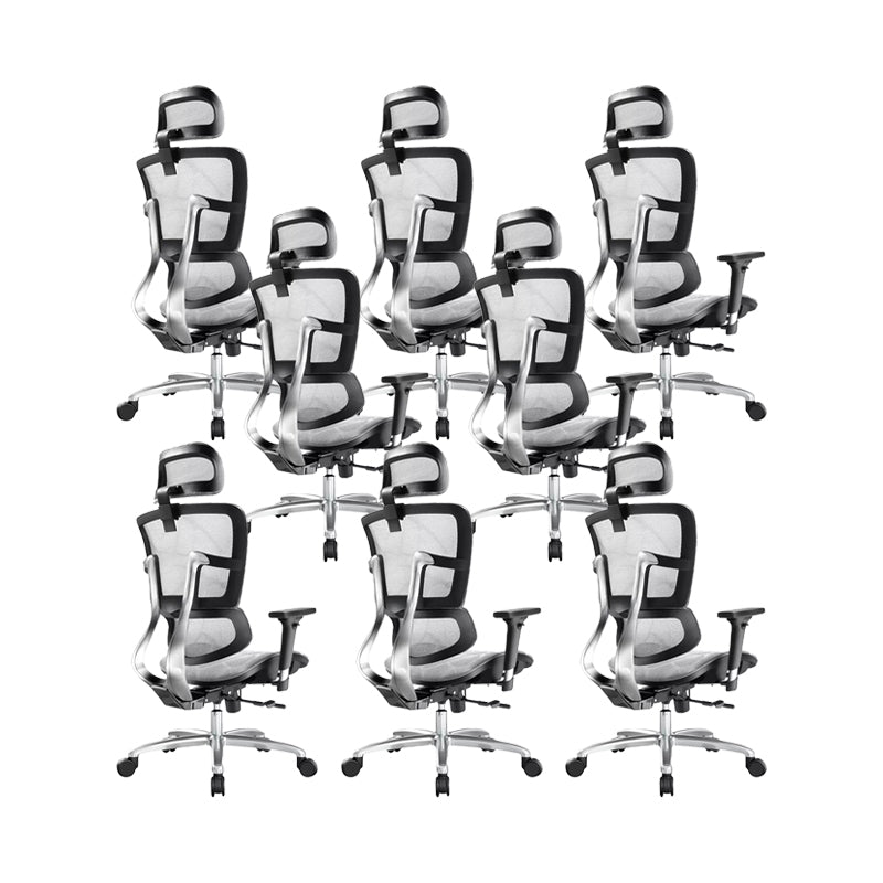 Removable Arms Chair Modern Adjustable Seat Height Swivel Chair with Wheels Black-Gray 8 Piece Set Clearhalo 'furn' 'furn_office_chair' 'Furniture' 'Office Chairs' 'Office Furniture' 'office_chair' 6702638
