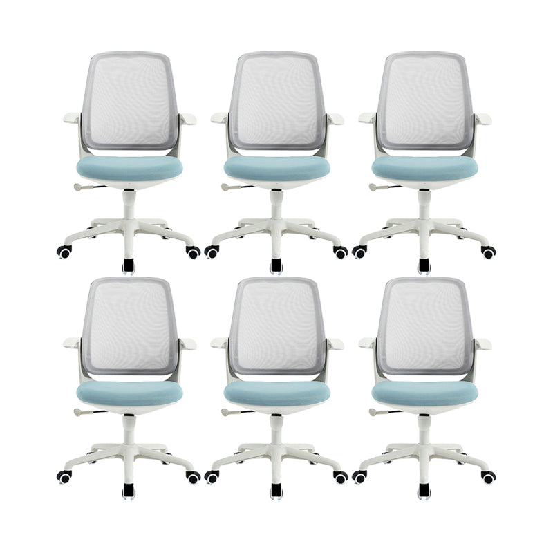 Modern Adjustable Arms Office Chair Height-adjustable Task Chair for Office Blue 6 Piece Set Clearhalo 'furn' 'furn_office_chair' 'Furniture' 'Office Chairs' 'Office Furniture' 'office_chair' 6702705