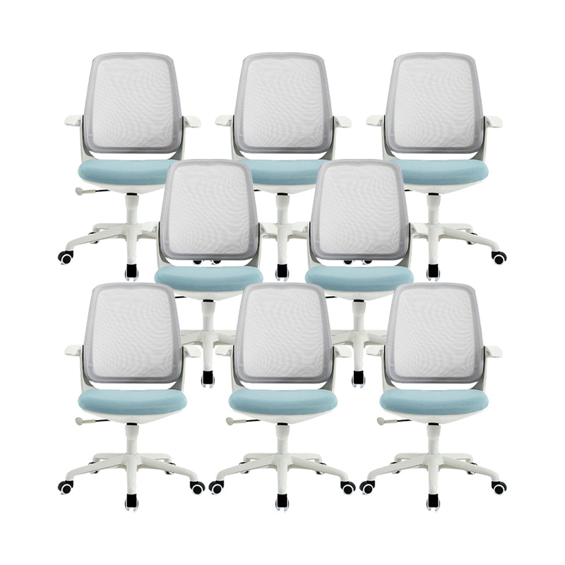 Modern Adjustable Arms Office Chair Height-adjustable Task Chair for Office Blue 8 Piece Set Clearhalo 'furn' 'furn_office_chair' 'Furniture' 'Office Chairs' 'Office Furniture' 'office_chair' 6702706