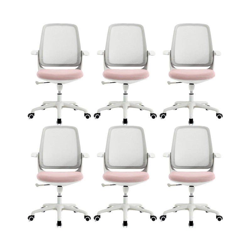 Modern Adjustable Arms Office Chair Height-adjustable Task Chair for Office Pink 6 Piece Set Clearhalo 'furn' 'furn_office_chair' 'Furniture' 'Office Chairs' 'Office Furniture' 'office_chair' 6702713