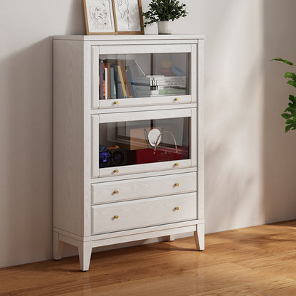 Estantería moderna de la biblioteca de estantería estándar de madera blanca con puertas