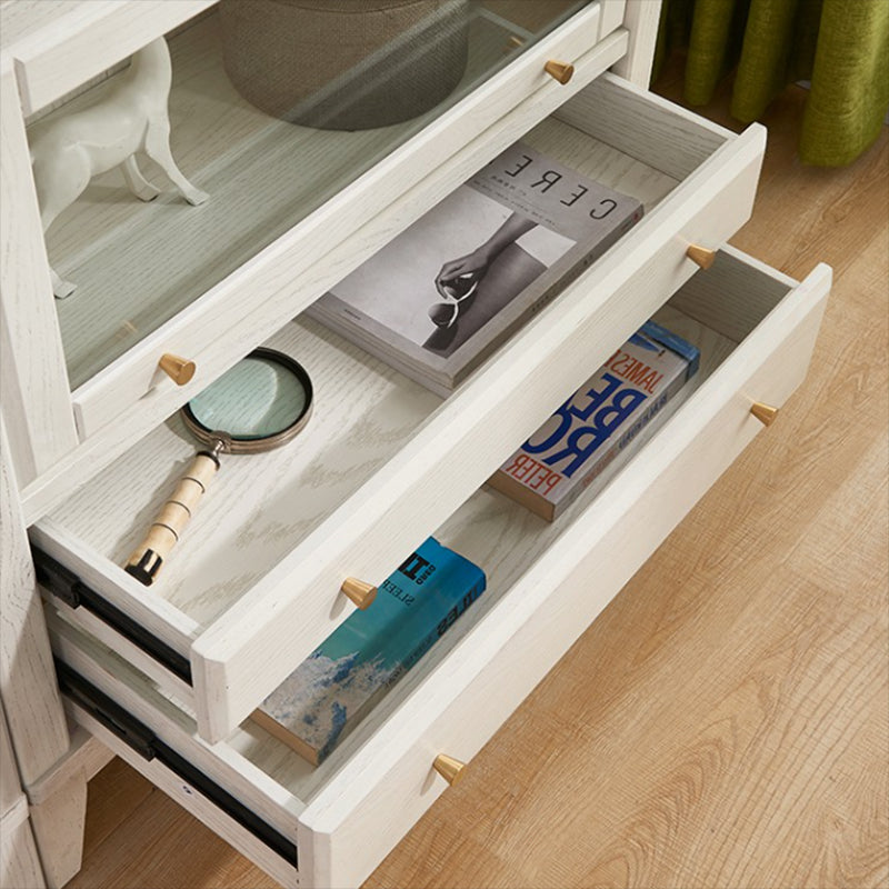 Estantería moderna de la biblioteca de estantería estándar de madera blanca con puertas