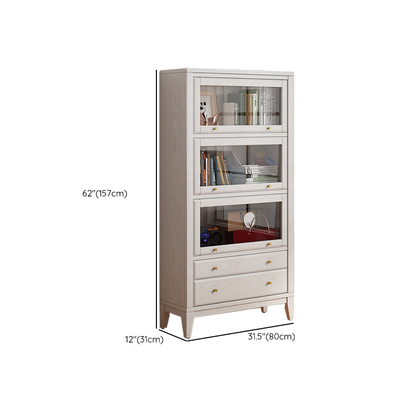 Estantería moderna de la biblioteca de estantería estándar de madera blanca con puertas