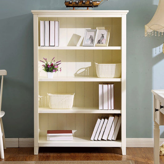 Modern Style Closed Back Book Shelf Standard Wooden Bookcase in White