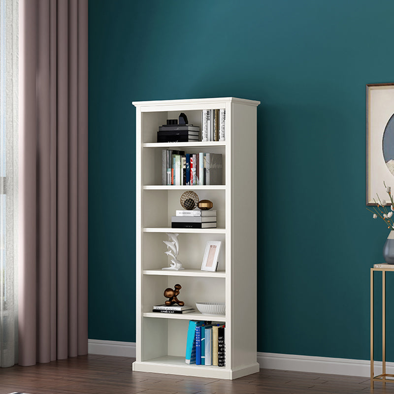 Modern Style Closed Back Bookshelf Standard Wooden Bookcase in White