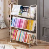 Contemporary Metal Bookcase Standard Closed Back Bookshelf with Shelves