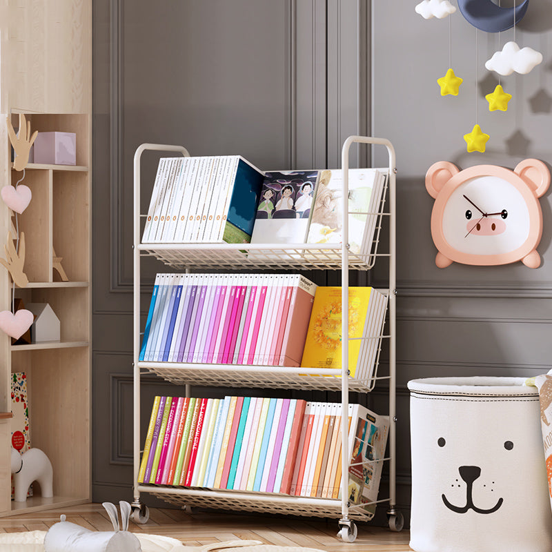 Contemporary Metal Bookcase Standard Closed Back Bookshelf with Shelves