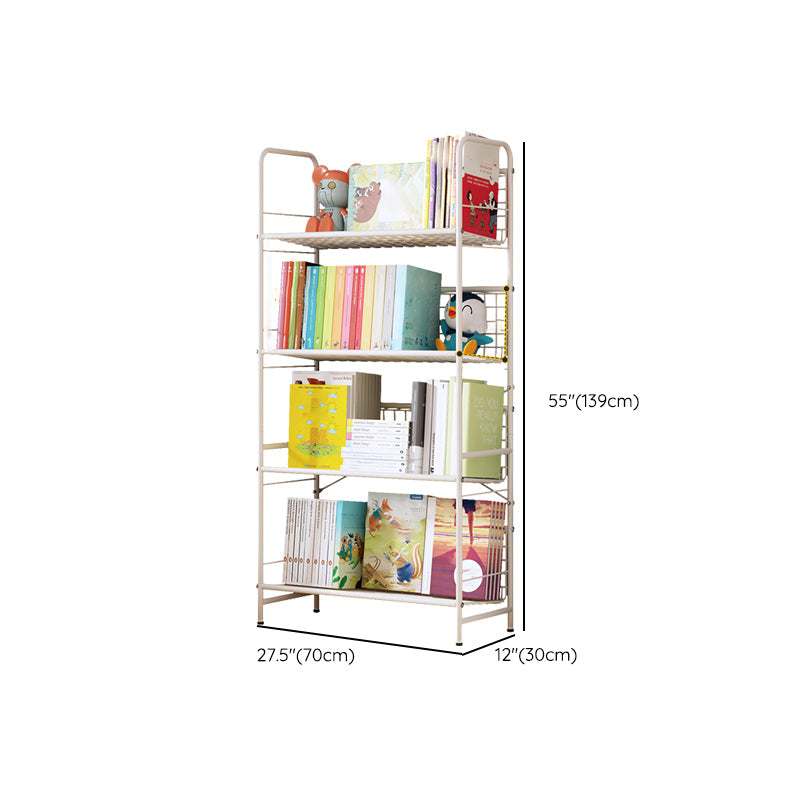 Contemporary Metal Bookcase Standard Closed Back Bookshelf with Shelves