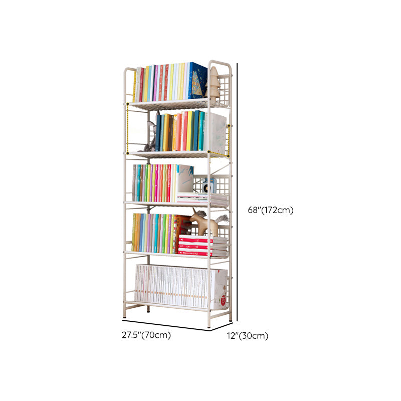 Contemporary Metal Bookcase Standard Closed Back Bookshelf with Shelves