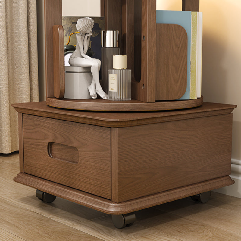 Contemporary Wooden Bookcase Standard Closed Back Bookshelf with Drawer