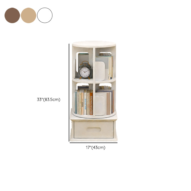 Contemporary Wooden Bookcase Standard Closed Back Bookshelf with Drawer