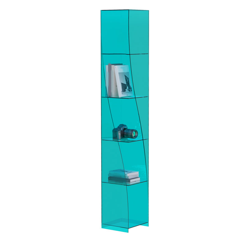 Modern Style Closed Back Bookshelf Vertical Acrylic Bookcase 30"L x 15"W x 57"H Aqua Clearhalo 'Bookcases' 'furn' 'furn_bookcases' 'Furniture' 'Office Furniture' 6703735