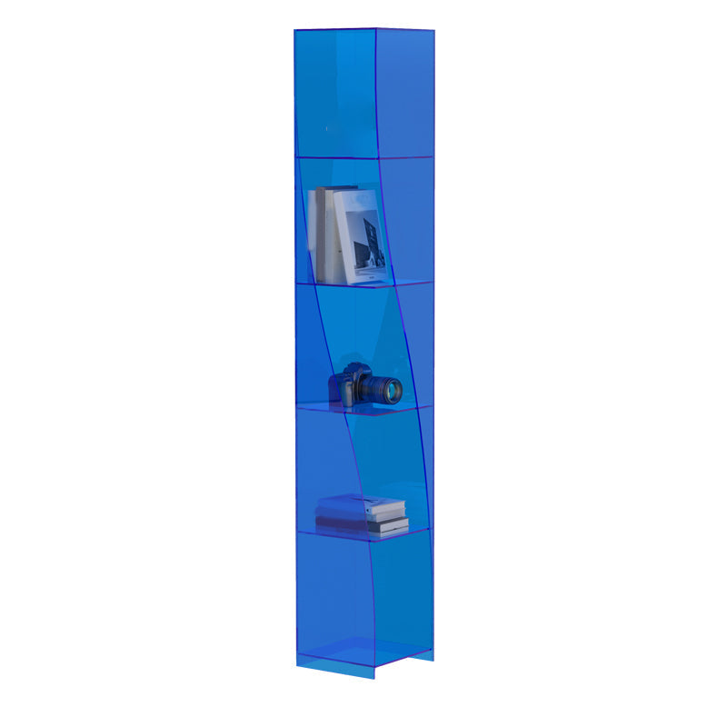 Modern Style Closed Back Bookshelf Vertical Acrylic Bookcase 30"L x 15"W x 57"H Blue Clearhalo 'Bookcases' 'furn' 'furn_bookcases' 'Furniture' 'Office Furniture' 6703739