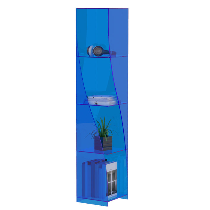 Modern Style Closed Back Bookshelf Vertical Acrylic Bookcase 10"L x 10"W x 65"H Blue Clearhalo 'Bookcases' 'furn' 'furn_bookcases' 'Furniture' 'Office Furniture' 6703743