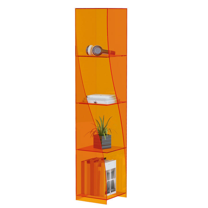 Modern Style Closed Back Bookshelf Vertical Acrylic Bookcase 10"L x 10"W x 65"H Orange Clearhalo 'Bookcases' 'furn' 'furn_bookcases' 'Furniture' 'Office Furniture' 6703744